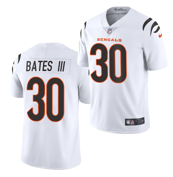 Men's Cincinnati Bengals #30 Jessie Bates III 2021 White NFL Vapor Untouchable Limited Stitched Jersey Men's Cincinnati Bengals #30 Jessie Bates III 2021 White NFL Vapor Untouchable Limited Stitched Jersey